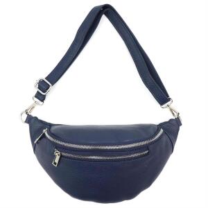 MADE IN ITALY DAMEN LEDER TASCHE Gürteltasche Crossbody Hüfttasche Bauchtasche Umhängetasche Schultertasche Brusttasche CrossOver Ledertasche Bodybag Navy