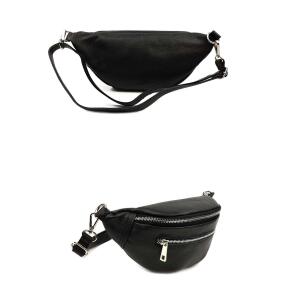 MADE IN ITALY DAMEN LEDER TASCHE Gürteltasche Crossbody Hüfttasche Bauchtasche Umhängetasche Schultertasche Brusttasche CrossOver Ledertasche Bodybag Navy