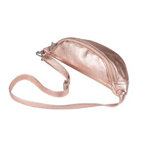 MADE IN ITALY DAMEN LEDER TASCHE Gürteltasche Crossbody Hüfttasche Bauchtasche Umhängetasche Schultertasche Brusttasche CrossOver Ledertasche Bodybag Rose Metallic