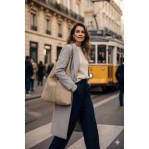 Made in Italy Damen XXL Leder Tasche Handtasche Wildleder Shopper Schultertasche Hobo-Bag Umhängetasche Ledertasche Beuteltasche Velourleder DIN-A4 Taupe