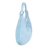 Made in Italy Damen XXL Ledertasche Wildleder Hobo Bag Shopper Tasche Schultertasche Beuteltasche City Reise Freizeit Urlaub Umhängetasche Hellblau