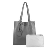 DAMEN LEDER TASCHE Set 2in1 SHOPPER Schultertasche HOBO Bag Umhängetasche Schmucktasche DIN-A4 Beige