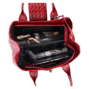 Made in Italy Damen Echt Leder Tasche Kroko-Prägung Business Shopper Aktentasche Schultertasche Handtasche Ledertasche Umhängetasche Tote Bag Bordo (Kroko-Prägung)