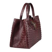 Made in Italy Damen Echt Leder Tasche Kroko-Prägung Business Shopper Aktentasche Schultertasche Handtasche Ledertasche Umhängetasche Tote Bag Bordo (Kroko-Prägung)