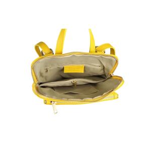 Made in Italy Damen echt Leder Rucksack Daypack Lederrucksack Tasche Schultertasche Umhängetasche CrossBody Bag Ledertasche Handgepäck Nappaleder Gelb (25x30x11)