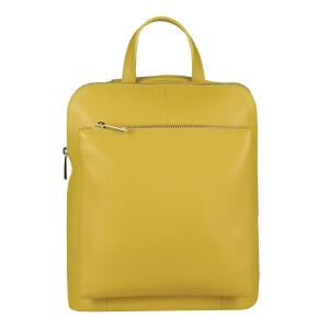 Made in Italy Damen echt Leder Rucksack Daypack Lederrucksack Tasche Schultertasche Umhängetasche CrossBody Bag Ledertasche Handgepäck Nappaleder Senfgelb (25x30x11)