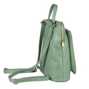 Made in Italy Damen echt Leder Rucksack Daypack Lederrucksack Tasche Schultertasche Umhängetasche CrossBody Bag Ledertasche Handgepäck Nappaleder Mint (25x30x11)