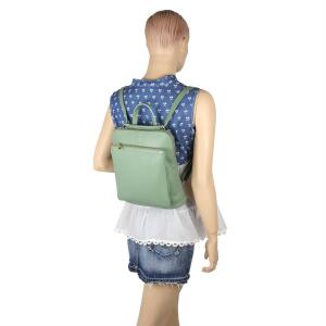 Made in Italy Damen echt Leder Rucksack Daypack Lederrucksack Tasche Schultertasche Umhängetasche CrossBody Bag Ledertasche Handgepäck Nappaleder Mint (25x30x11)
