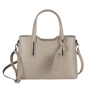 MADE IN ITALY DAMEN Echt LEDER TASCHE Business Shopper Schultertasche Handtasche Ledertasche Umhängetasche Rindsleder Freizeittasche   Taupe