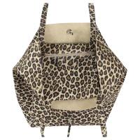 Made in Italy DAMEN LEDER TASCHE DIN-A4 Shopper Schultertasche Henkeltasche Tote Bag Leopard-Beige