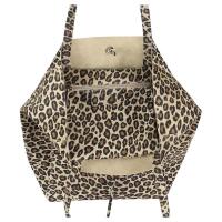 OBC Made in Italy DAMEN LEDER TASCHE DIN-A4 Shopper Schultertasche Henkeltasche Tote Bag Leopard-Beige