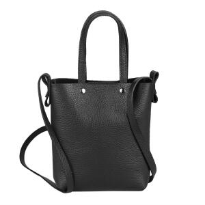 OBC Made in Italy Damen Leder Tasche Crossbody Umhängetasche Schultertasche Crossover Ledertasche Minibag Abendtasche Schwarz