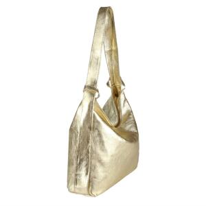 OBC Made in Italy Damen Echt Leder Tasche Rucksack 2 in 1 Umhängetasche Schultertasche Daypack Rucksacktasche Metallic Shopper Backpack Cityrucksack Freizeitrucksack Gold (echtes Leder)
