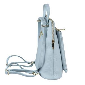 Made in Italy Damen echt Leder Rucksack Daypack Lederrucksack Tasche Schultertasche Umhängetasche CrossBody Bag Ledertasche Handgepäck Nappaleder Himmelblau (25x30x11)