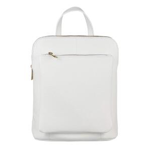 Made in Italy Damen echt Leder Rucksack Daypack Lederrucksack Tasche Schultertasche Umhängetasche CrossBody Bag Ledertasche Handgepäck Nappaleder Weiß (25x30x11)