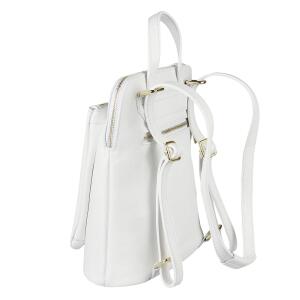 Made in Italy Damen echt Leder Rucksack Daypack Lederrucksack Tasche Schultertasche Umhängetasche CrossBody Bag Ledertasche Handgepäck Nappaleder Weiß (25x30x11)