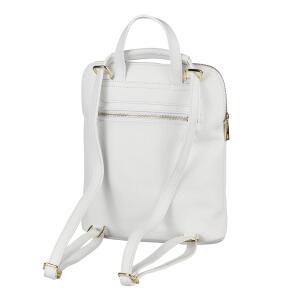 Made in Italy Damen echt Leder Rucksack Daypack Lederrucksack Tasche Schultertasche Umhängetasche CrossBody Bag Ledertasche Handgepäck Nappaleder Weiß (25x30x11)