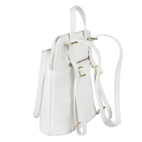 OBC Made in Italy Damen echt Leder Rucksack Daypack Lederrucksack Tasche Schultertasche Ledertasche Handgepäck Nappaleder Weiß (25x30x11)