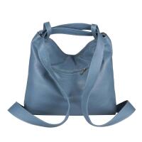 OBC Made in Italy Damen Echt Leder Tasche Rucksack 2 in 1 Umhängetasche Schultertasche Daypack Rucksacktasche Shopper Backpack Cityrucksack Jeansblau (echtes Leder)