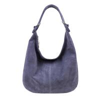 Made in Italy Damen XXL Ledertasche Wildleder Hobo Bag Shopper Tasche Schultertasche Beuteltasche City Reise Freizeit Urlaub Umhängetasche Stahlblau