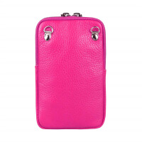 OBC Made in Italy Damen Leder Smartphone Tasche Umhängetasche Schultertasche Handytasche Minibag Geldtasche Ledertasche Crossbody Abendtasche Pink