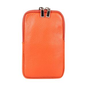 OBC Made in Italy Damen Leder Smartphone Tasche Umhängetasche Schultertasche Handytasche Minibag Geldtasche Ledertasche Crossbody Abendtasche Orange