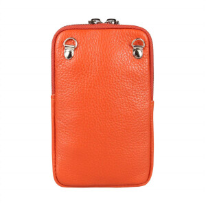 OBC Made in Italy Damen Leder Smartphone Tasche Umhängetasche Schultertasche Handytasche Minibag Geldtasche Ledertasche Crossbody Abendtasche Orange