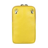 Made in Italy Damen Leder Smartphone Tasche Umhängetasche Schultertasche Handytasche Minibag Geldtasche Ledertasche Crossbody Abendtasche Gelb