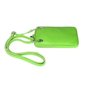 Tasche Handytasche Smartphone Crossbody Mini Umhängetasche Leder grün Italy NEU 