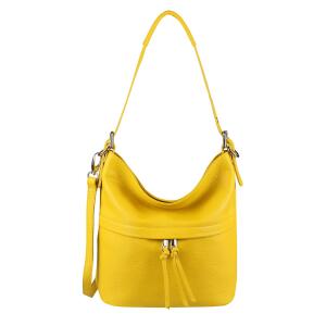 Made in Italy DAMEN ECHTLEDER TASCHE Handtasche Umhängetasche Ledertasche Schultertasche Beuteltasche Umhängetasche Cross-Over Hellgelb