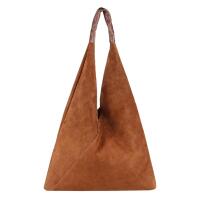 Made in Italy Damen XXL Leder Tasche Handtasche Wildleder Shopper Schultertasche Hobo-Bag Umhängetasche Ledertasche Beuteltasche Velourleder DIN-A4 Braun