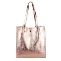 DAMEN LEDER TASCHE Set 2in1 SHOPPER Schultertasche HOBO Bag Umhängetasche Metallic Schmucktasche DIN-A4 Rose-Gold