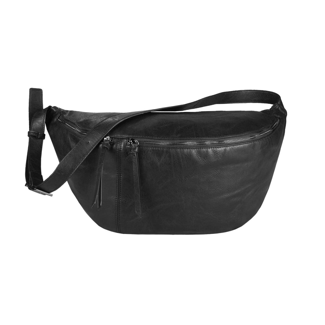 Gürteltasche Bauchtasche Hüfttasche Crossbag Umhängetasche Sport Leder schwarz 