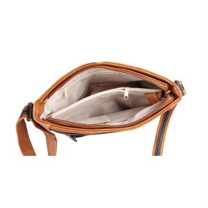 Damen Tasche Schultertasche Vintage Shopper Leder Optik Crossbody Umhängetasche Crossover Reisetasche Cognac 31x27x6 cm