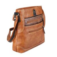 Damen Tasche Schultertasche Vintage Shopper Leder Optik Crossbody Umhängetasche Crossover Reisetasche Cognac 31x27x6 cm