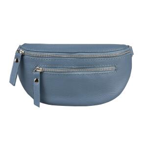 Made in Italy DAMEN LEDER Gürteltasche Crossbody Hüfttasche Bauchtasche Umhängetasche Brusttasche CrossOver Bodybag Schultertasche Handytasche Geldtasche Tasche Schminktasche Kosmetiktasche V2 Jeansblau