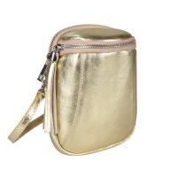 Made in Italy Damen Leder Tasche Umhängetasche Schultertasche Handytasche Geldtasche Ledertasche Crossbody Abendtasche Mini Bag Gold