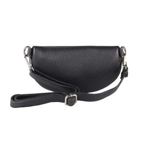 Made in Italy DAMEN LEDER Gürteltasche Crossbody Hüfttasche Bauchtasche Umhängetasche Brusttasche CrossOver Bodybag Schultertasche Handytasche Geldtasche Tasche Schminktasche Kosmetiktasche Schwarz Pelz