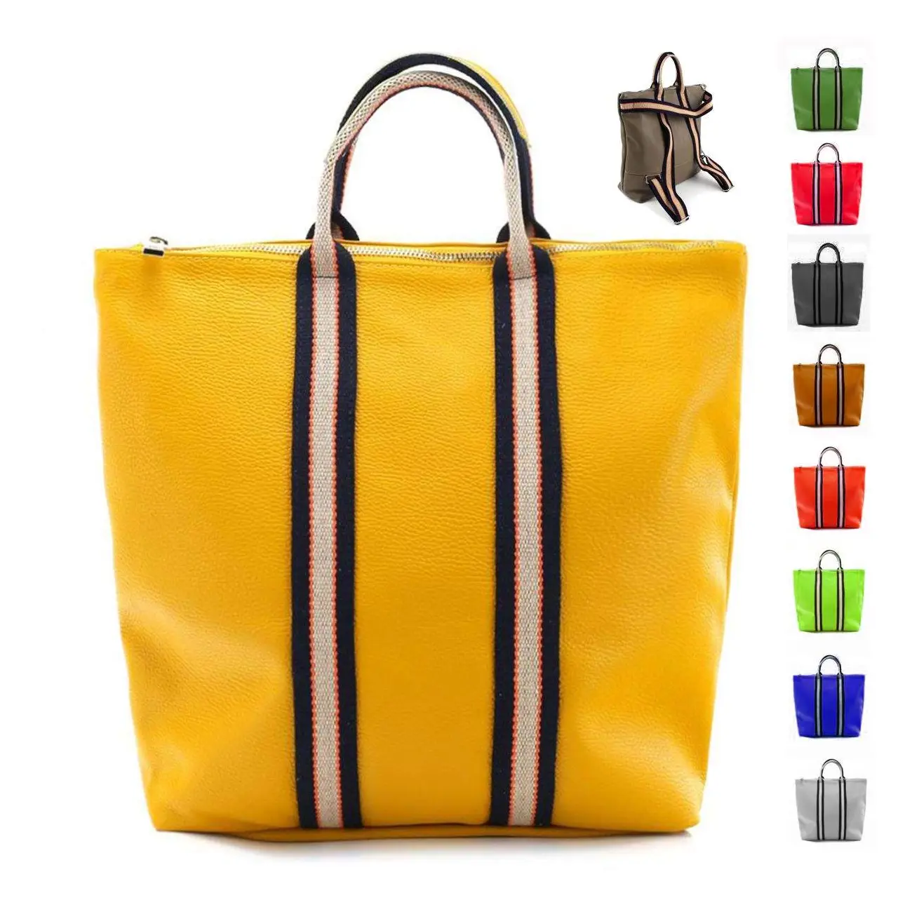 Made in Italy XXL Damen Leder Rucksack Tasche Shopper...