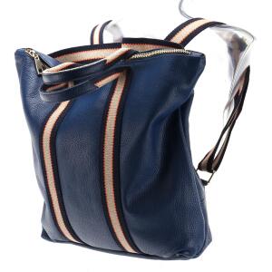 Made in Italy XXL Damen Leder Rucksack Tasche Shopper Handtasche Schultertasche Cityrucksack Daypack Ledertasche Freizeitrucksack Blau