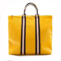 OBC Made in Italy XXL Damen Leder Rucksack Tasche Shopper Handtasche Schultertasche Cityrucksack Daypack Ledertasche Freizeitrucksack Gelb