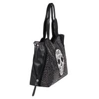 XXL Damen Totenkopf Tasche Handtasche Skulls Shopper Beuteltasche Schultertasche Umhängetache Reisetasche Weekender Schädel Gothic Bag Schwarz