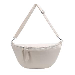 XXL Tasche Bauchtasche Teddyfell Hüfttasche Crossbody Schultertasche Umhängetasche Kunstleder Gürteltasche Crossover Slingntasche Bag Beige
