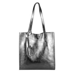 DAMEN LEDER TASCHE Set 2in1 SHOPPER Schultertasche HOBO Bag Umhängetasche Schmucktasche DIN-A4 Antik Silber