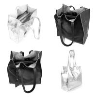 DAMEN LEDER TASCHE Set 2in1 SHOPPER Schultertasche HOBO Bag Umhängetasche Schmucktasche DIN-A4 Antik Silber