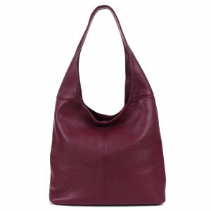 Made in Italy Damen Leder Tasche Shopper Schultertasche Umhängetasche Handtasche Beuteltasche Hobo Bag Ledertasche Nappaleder Bordo