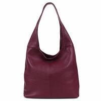 Made in Italy Damen Leder Tasche Shopper Schultertasche Umhängetasche Handtasche Beuteltasche Hobo Bag Ledertasche Nappaleder Bordo