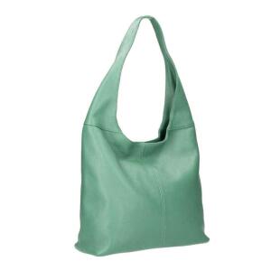 OBC Made in Italy Damen Leder Tasche Shopper Schultertasche Umhängetasche Handtasche Beuteltasche Hobo Bag Ledertasche Nappaleder Mint