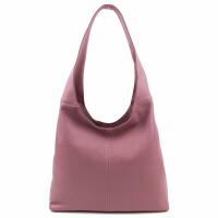 OBC Made in Italy Damen Leder Tasche Shopper Schultertasche Umhängetasche Handtasche Beuteltasche Hobo Bag Ledertasche Nappaleder Rose