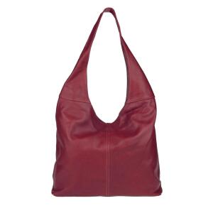OBC Made in Italy Damen Leder Tasche Shopper Schultertasche Umhängetasche Handtasche Beuteltasche Hobo Bag Ledertasche Nappaleder Bordo (Nappaleder)